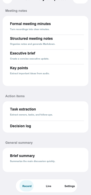 Nomily App summary templates